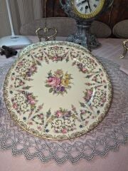 Rosenthal Porselen Ivory Serisi El boyama Tabak 26 cm