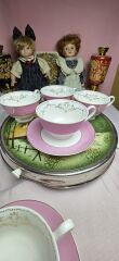 STE COLLECTION Porselen  Pembe Renk Altılı Çay Seti