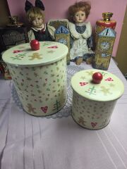 Dekoratif Damgalı Kurabıye Kutuları 2 adet 19x18 ve 13x13 boyut