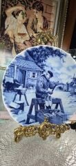 Hollanda Delft Porselen El Boyama Duvar tabağı 25 cm Boyut